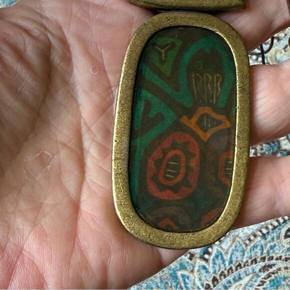Chicos Signed Tribal Enamel Pendant Necklace Boho Statement Retired - Picture 5 of 8